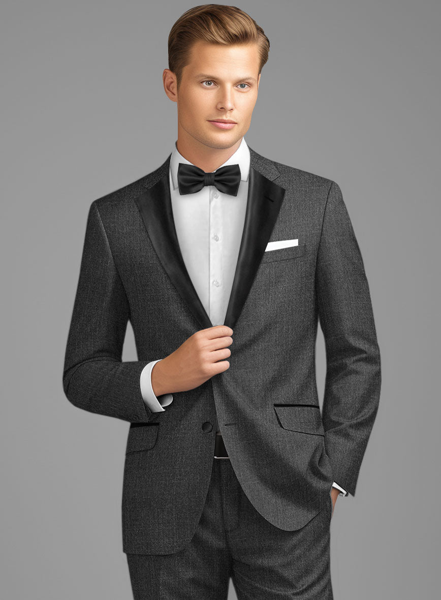 Napolean Stretch Dark Gray Wool Tuxedo Jacket - StudioSuits