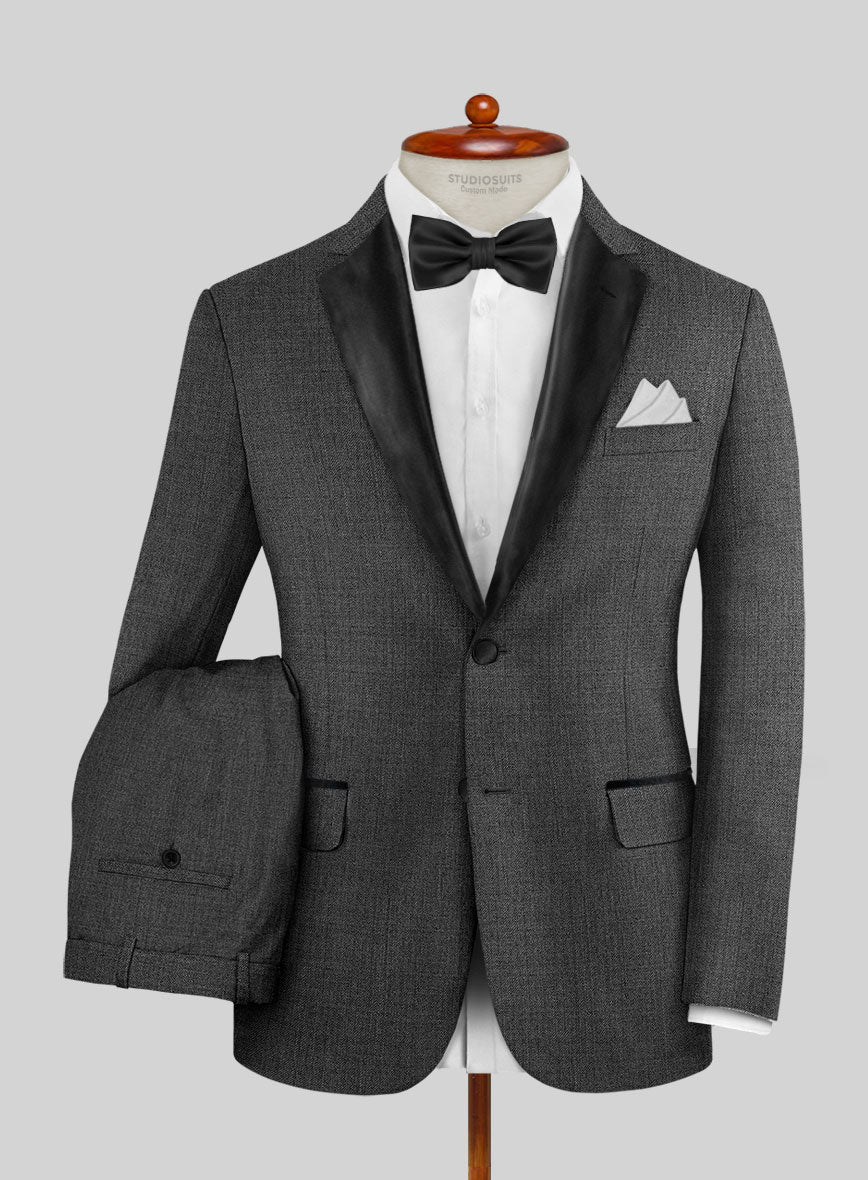 Napolean Stretch Dark Gray Wool Tuxedo Suit - StudioSuits