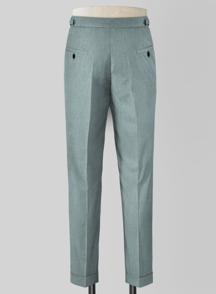 Napolean Stretch Gray Blue Highland Wool Trousers - StudioSuits