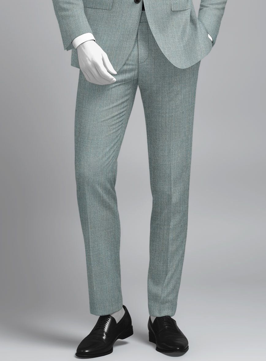 Napolean Stretch Gray Blue Wool Pants - StudioSuits