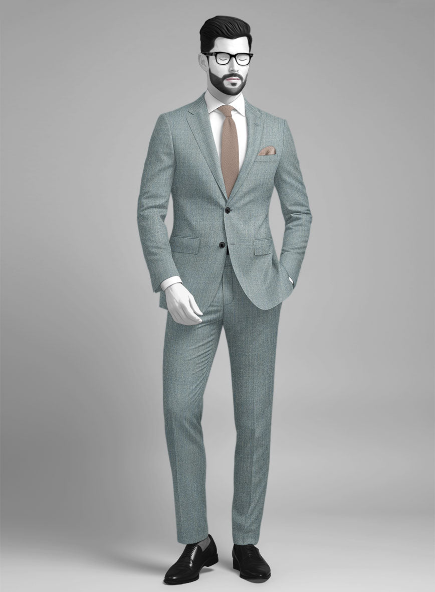 Napolean Stretch Gray Blue Wool Suit - StudioSuits