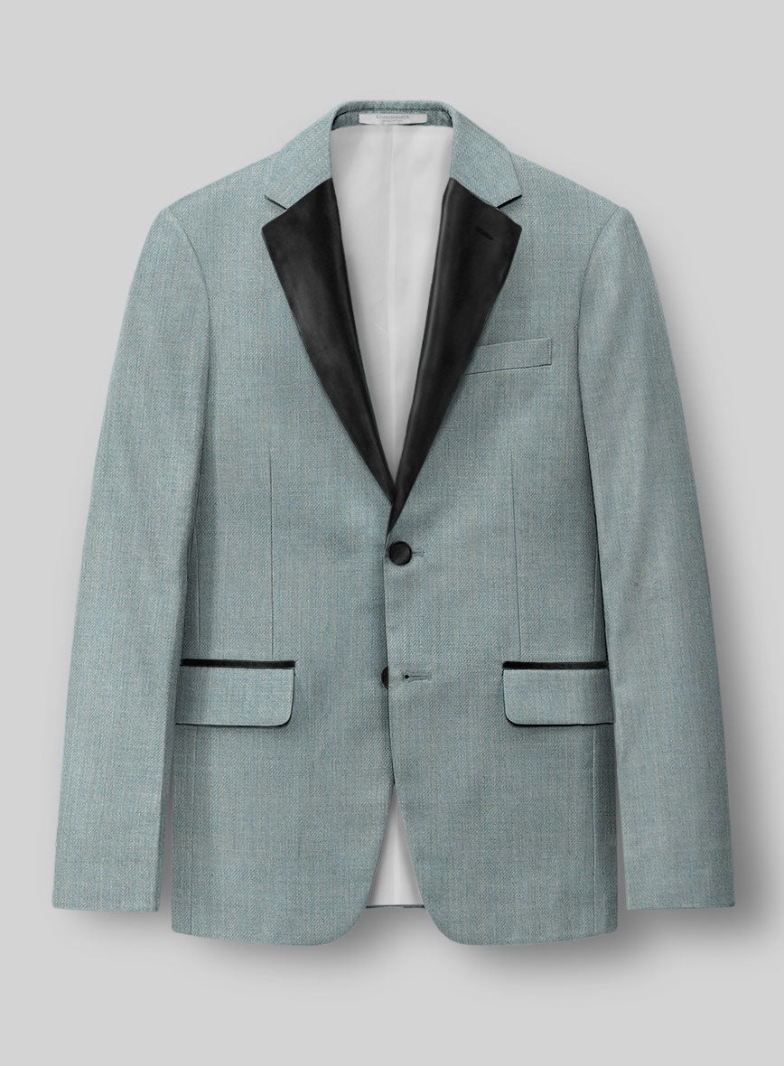 Napolean Stretch Gray Blue Wool Tuxedo Jacket - StudioSuits