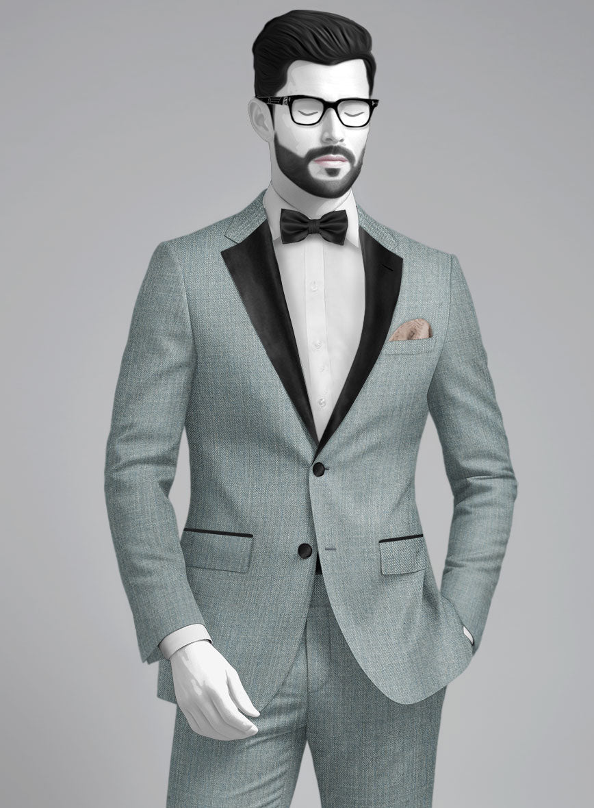 Napolean Stretch Gray Blue Wool Tuxedo Jacket - StudioSuits