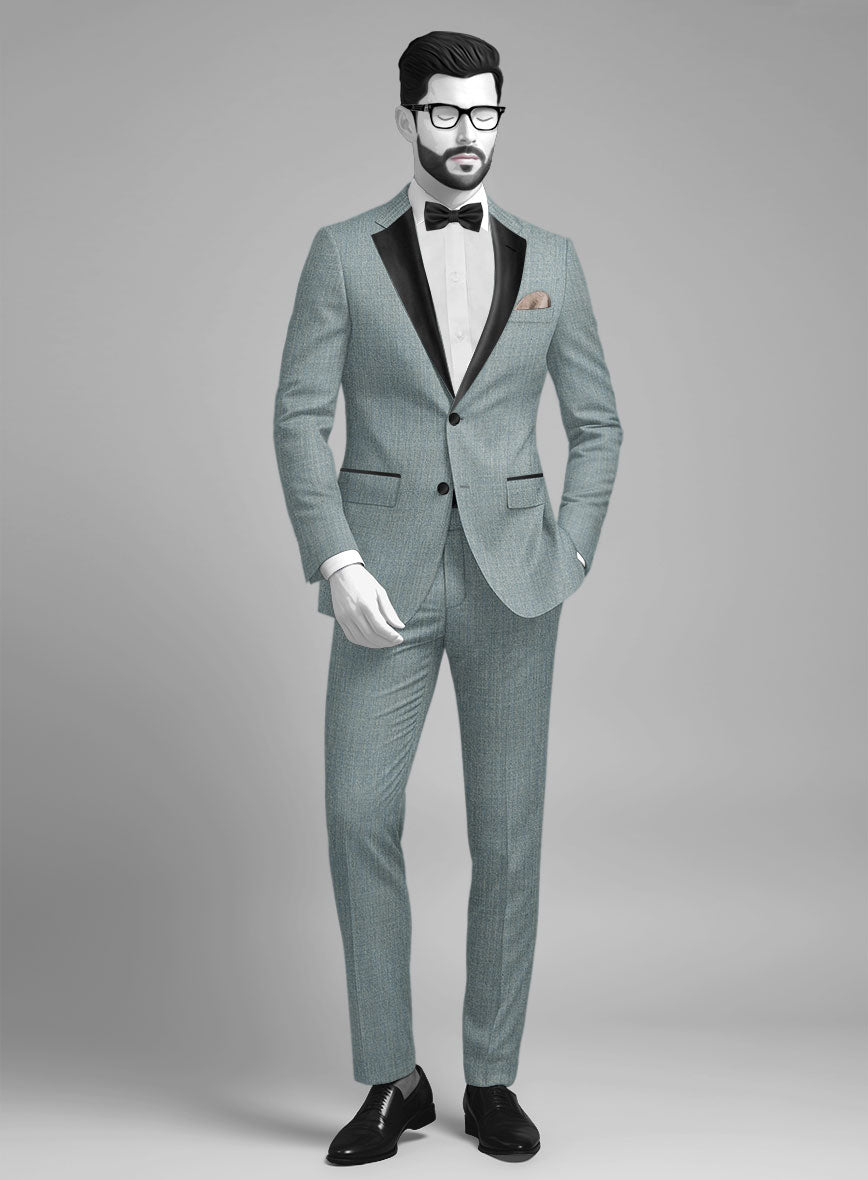 Napolean Stretch Gray Blue Wool Tuxedo Suit - StudioSuits