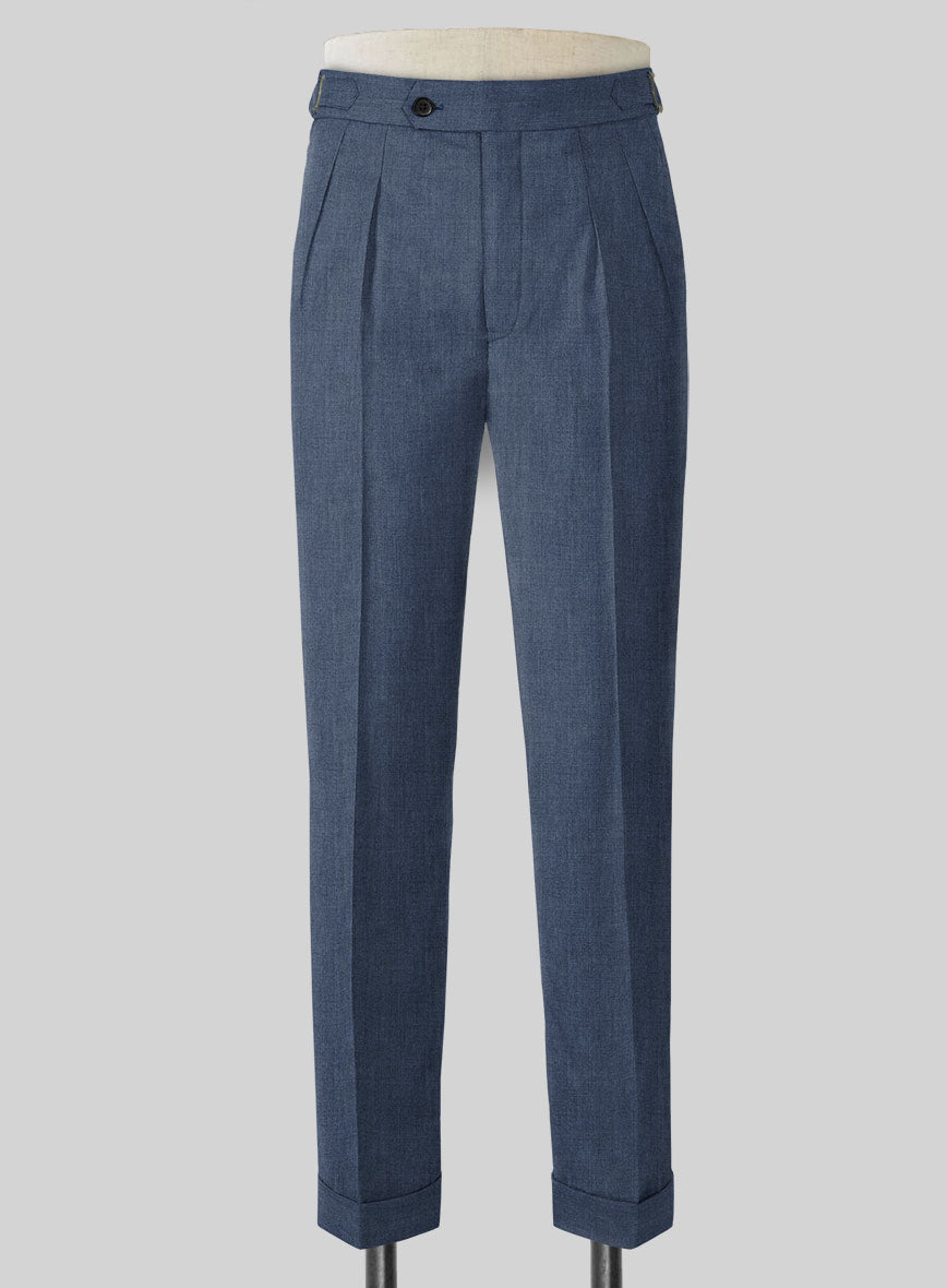 Napolean Stretch Imperial Blue Highland Wool Trousers - StudioSuits