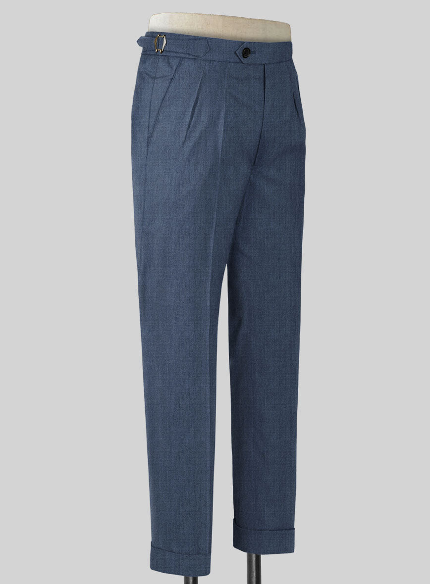 Napolean Stretch Imperial Blue Highland Wool Trousers - StudioSuits