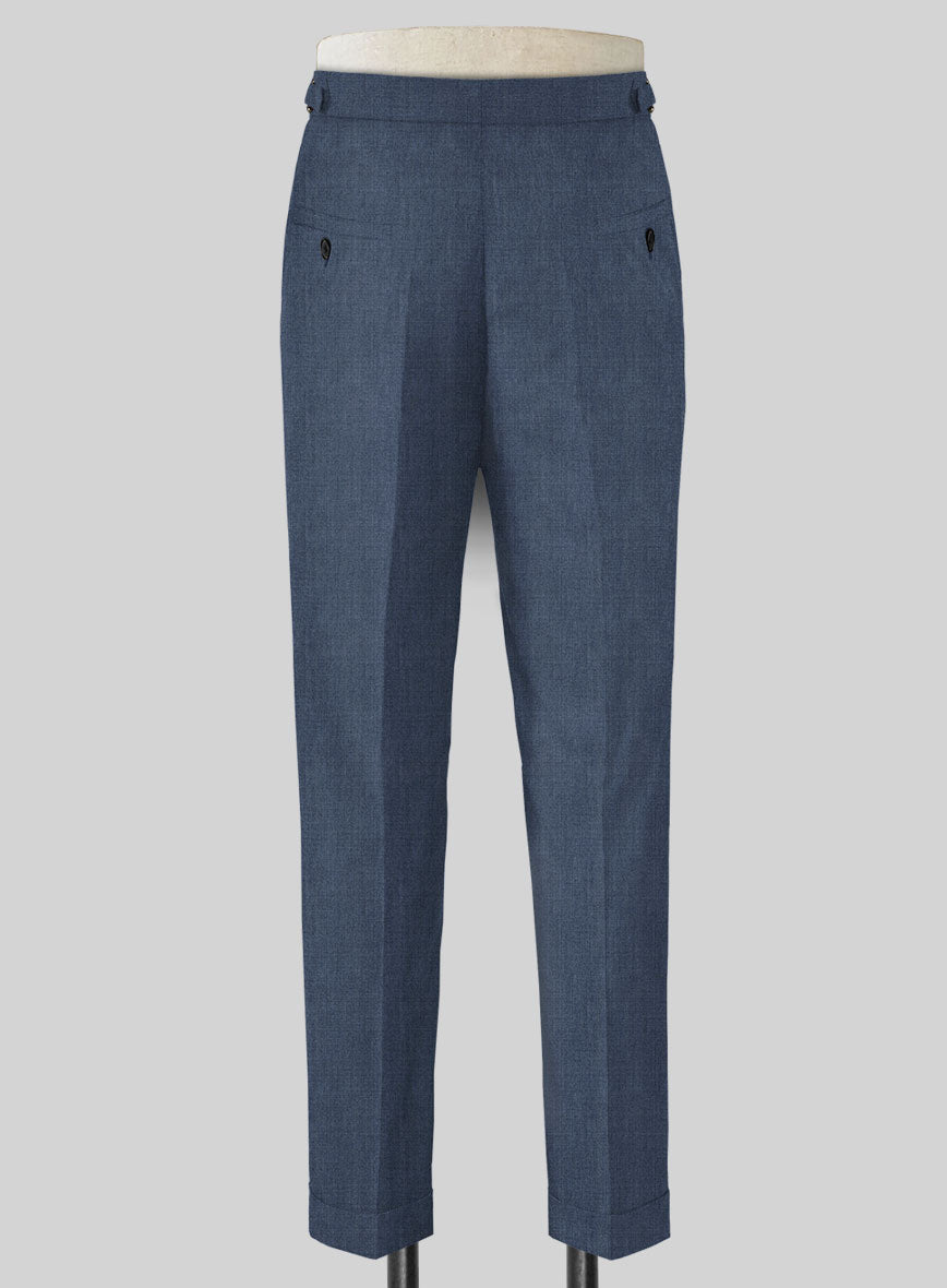 Napolean Stretch Imperial Blue Highland Wool Trousers - StudioSuits