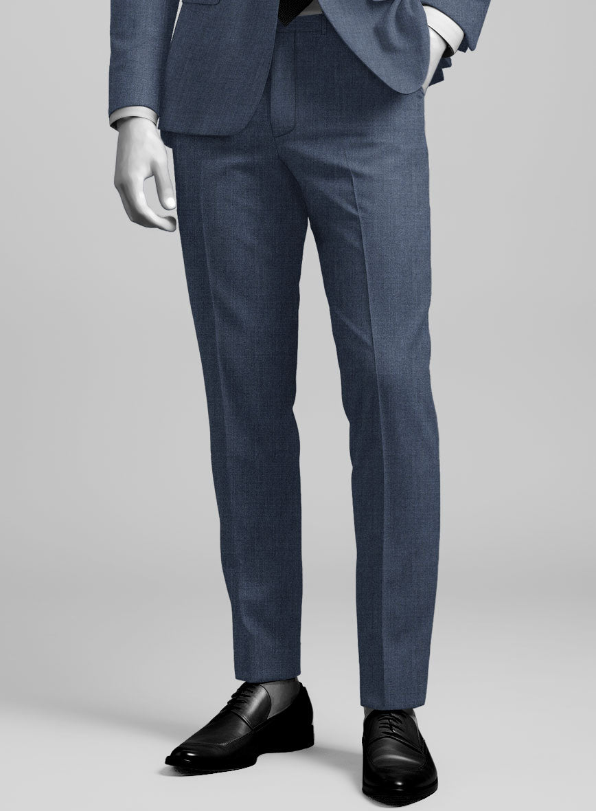 Napolean Stretch Imperial Blue Wool Pants - StudioSuits