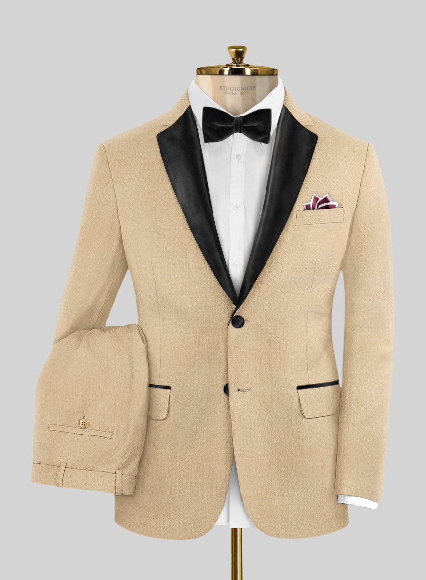 Napolean Stretch Khaki Wool Tuxedo Suit - StudioSuits