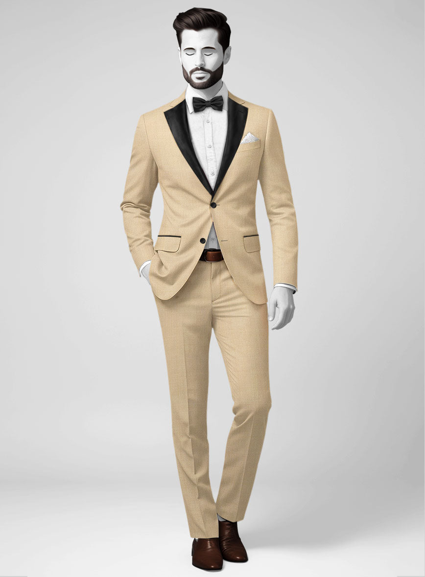 Napolean Stretch Khaki Wool Tuxedo Suit - StudioSuits