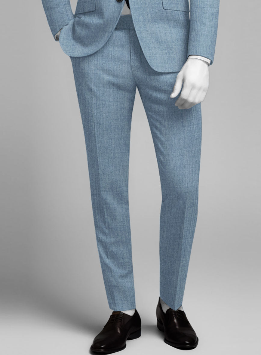 Napolean Stretch Light Blue Wool Pants - StudioSuits