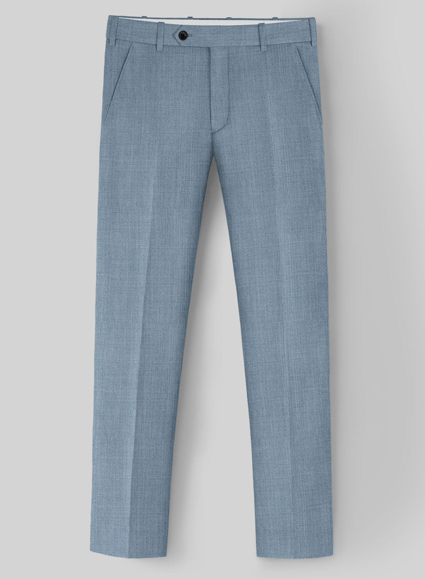 Napolean Stretch Light Blue Wool Pants - StudioSuits