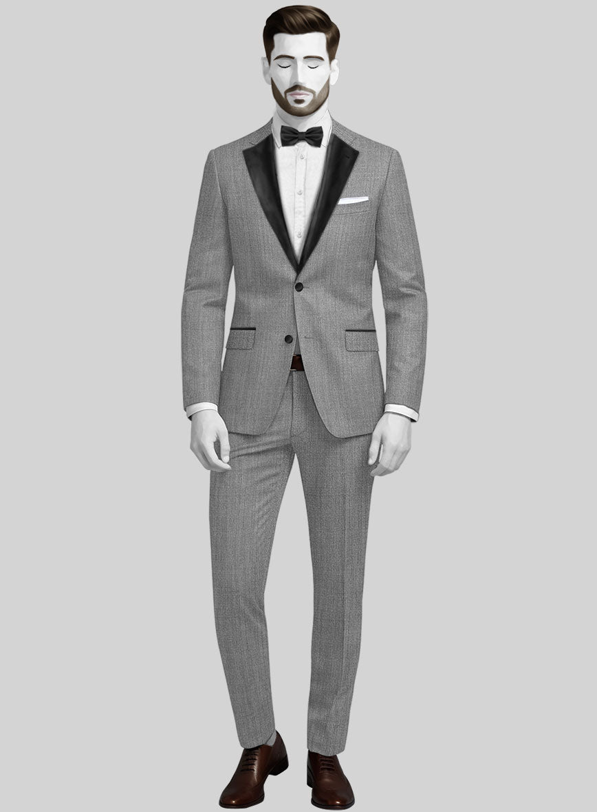 Napolean Stretch Mid Gray Wool Tuxedo Suit - StudioSuits