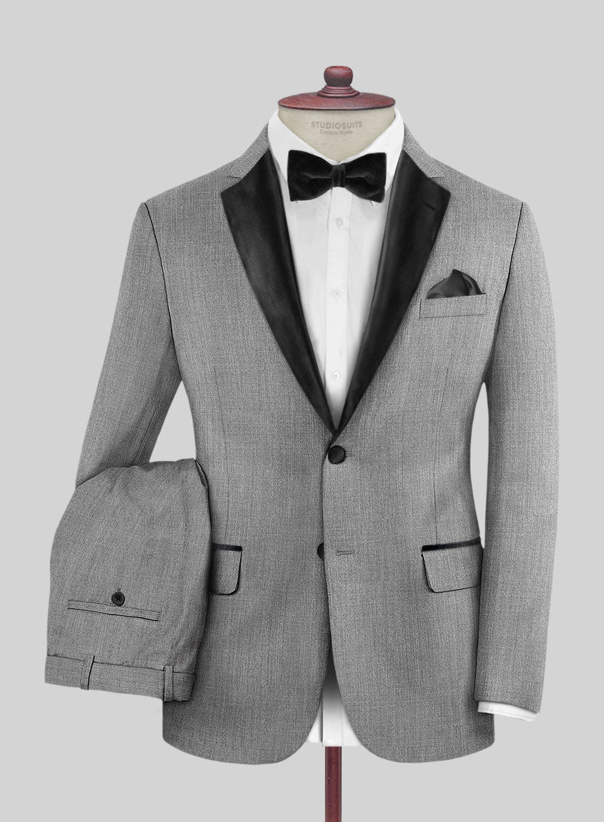 Napolean Stretch Mid Gray Wool Tuxedo Suit - StudioSuits