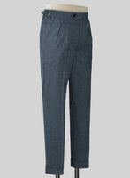 Napolean Stretch Pacific Blue Highland Wool Trousers - StudioSuits