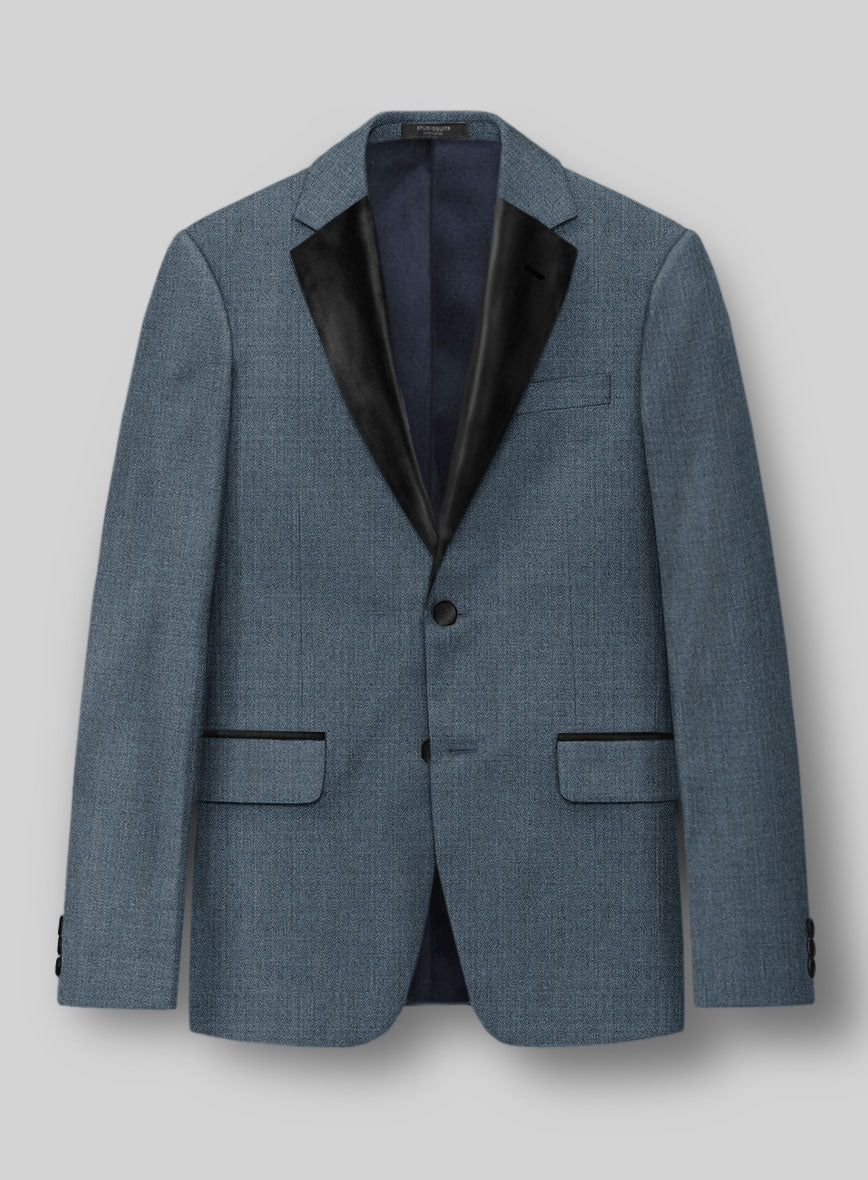 Napolean Stretch Pacific Blue Wool Tuxedo Jacket - StudioSuits