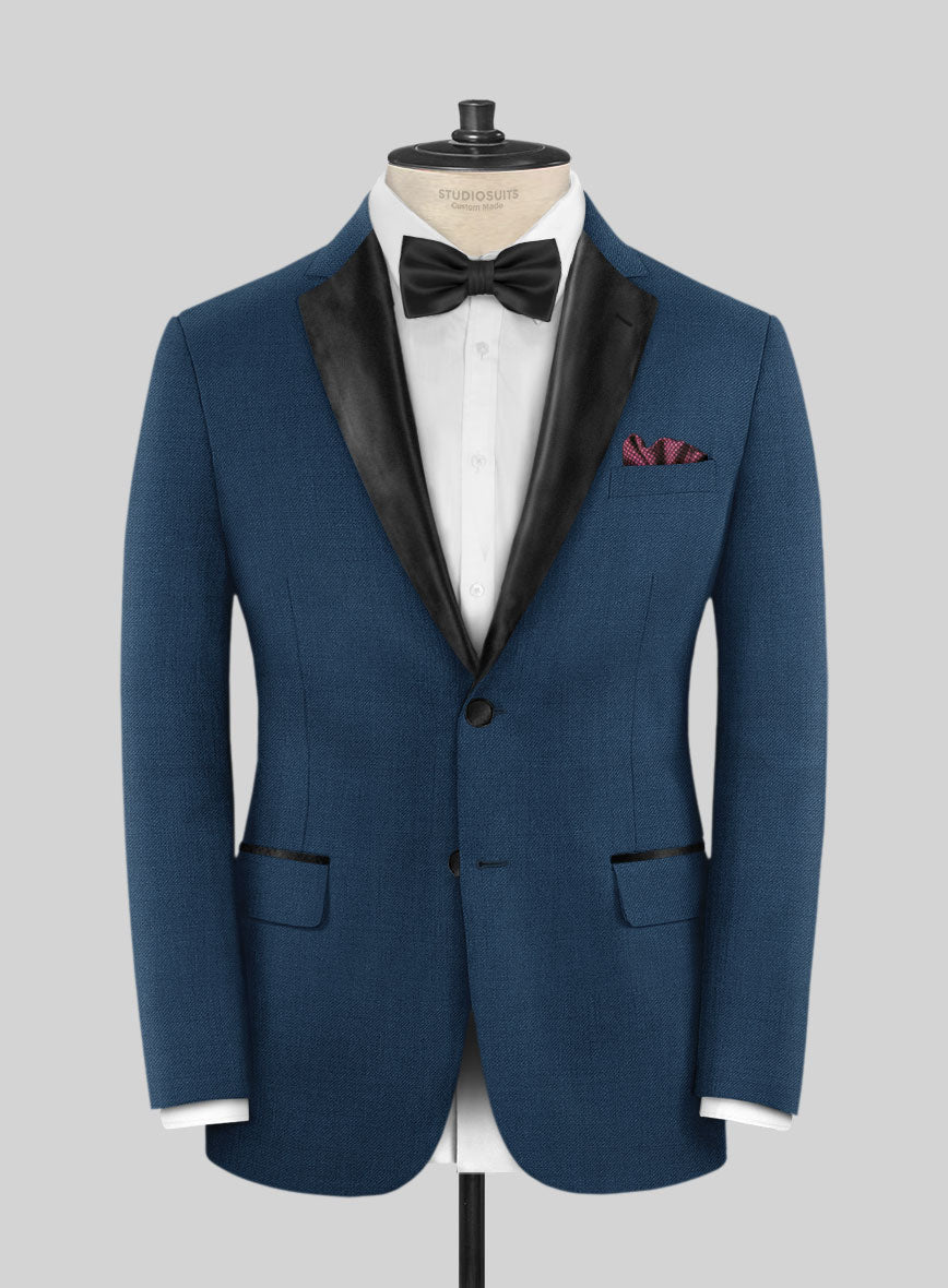 Napolean Stretch Powder Blue Wool Tuxedo Jacket - StudioSuits