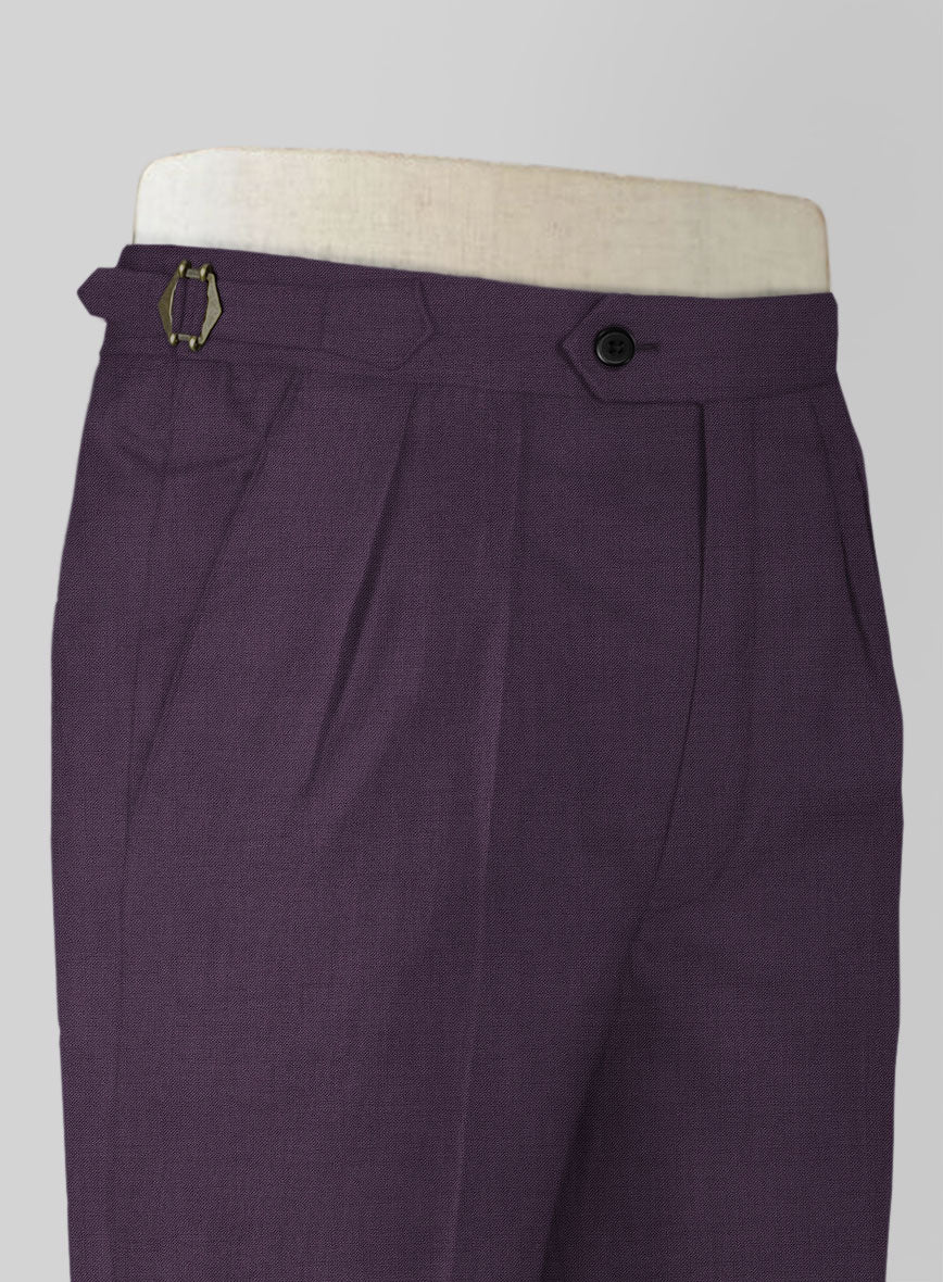 Napolean Stretch Purple Highland Wool Trouser - StudioSuits