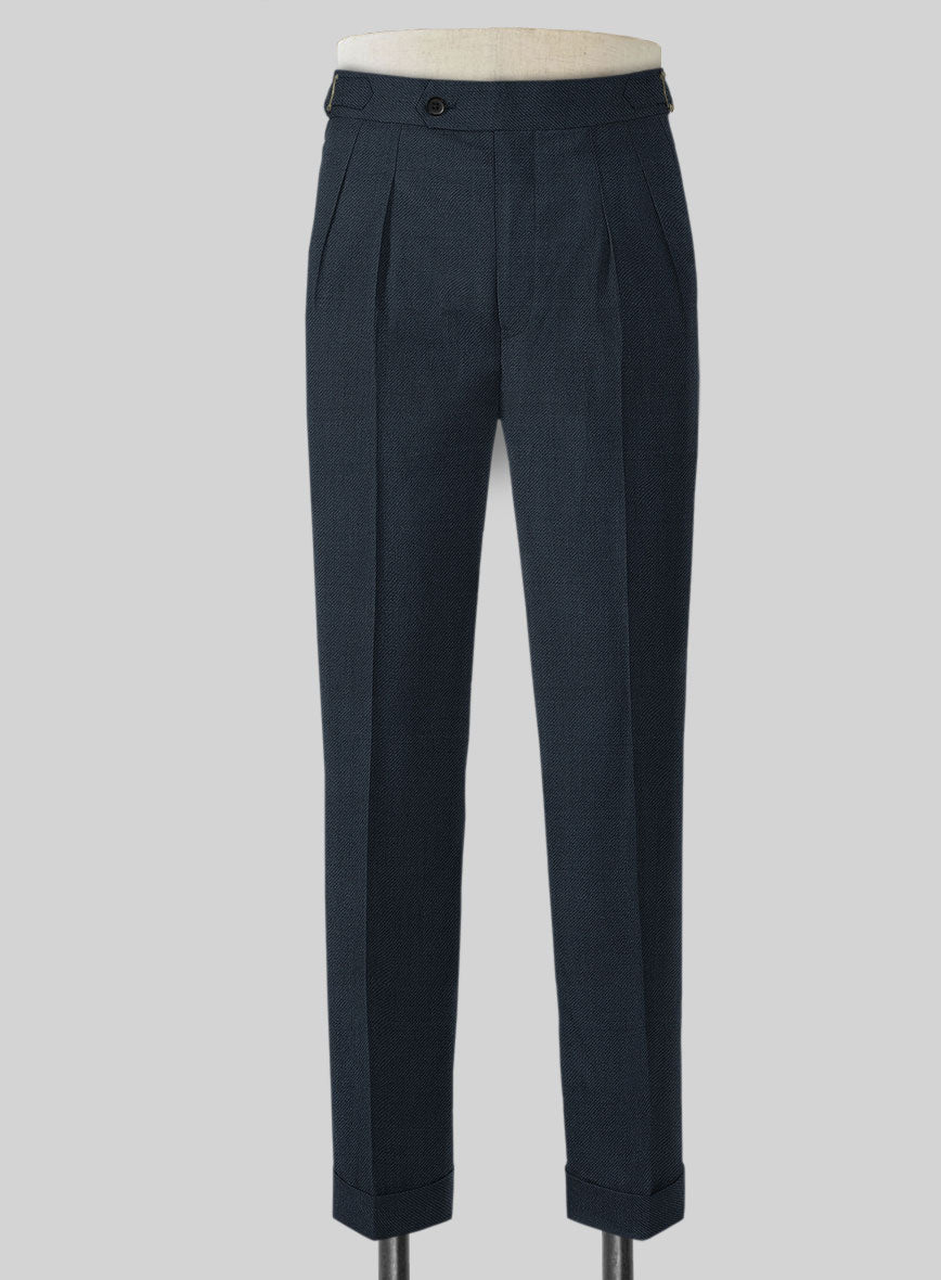 Napolean Stretch Sailor Blue Highland Wool Trousers - StudioSuits