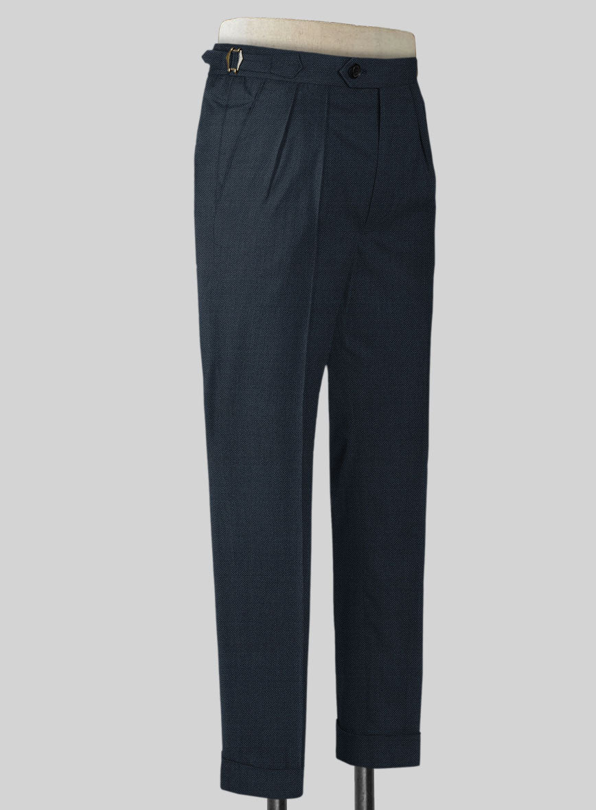 Napolean Stretch Sailor Blue Highland Wool Trousers - StudioSuits