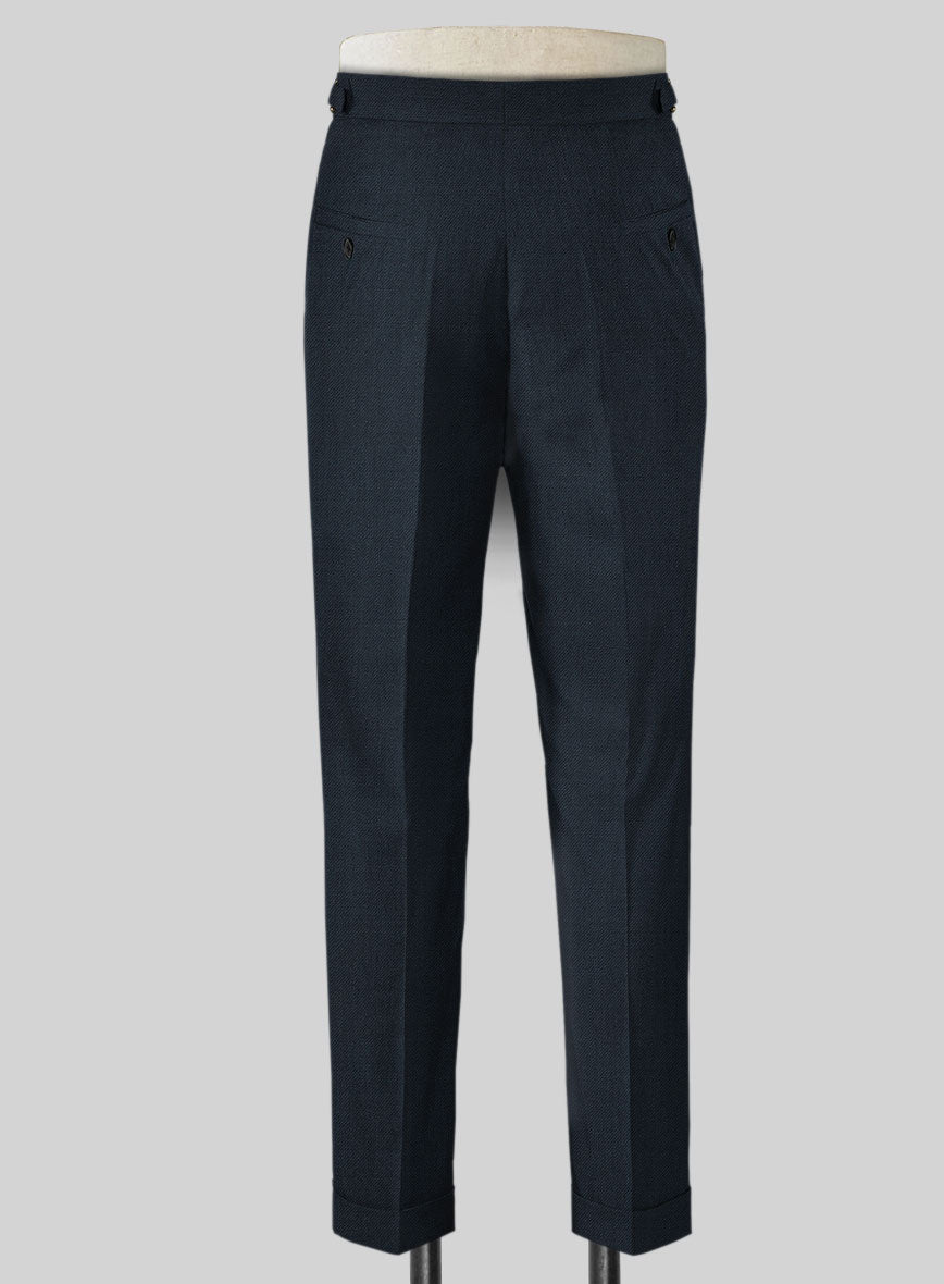 Napolean Stretch Sailor Blue Highland Wool Trousers - StudioSuits