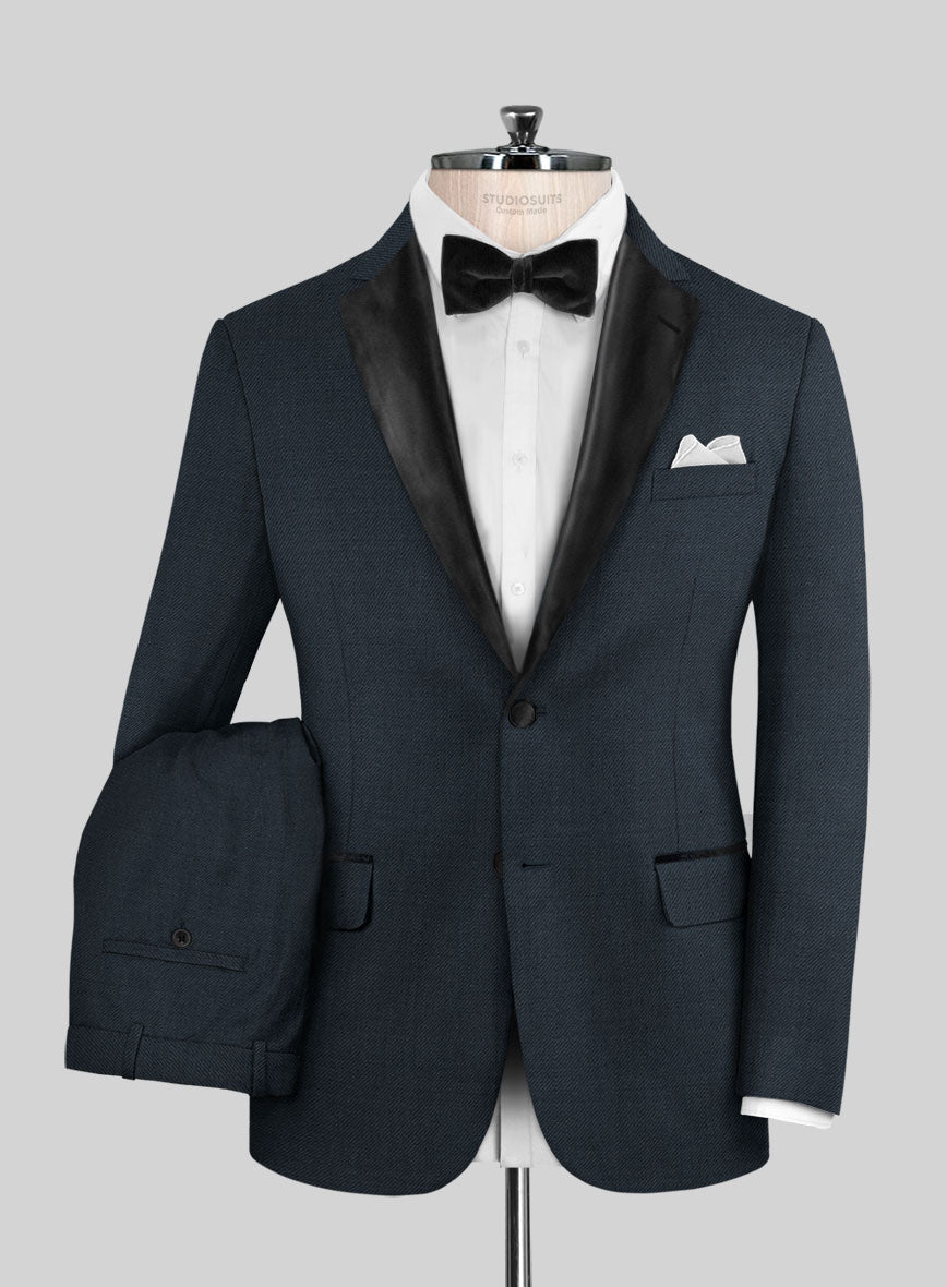 Napolean Stretch Sailor Blue Wool Tuxedo Suit - StudioSuits