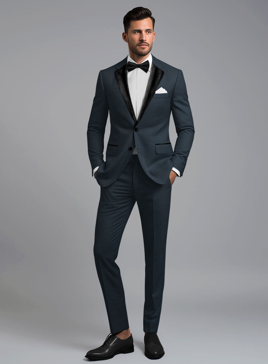 Napolean Stretch Sailor Blue Wool Tuxedo Suit - StudioSuits