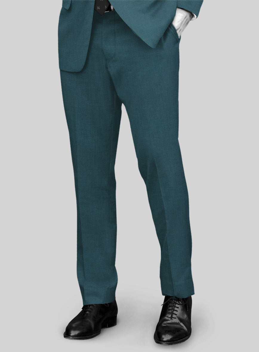 Napolean Stretch Teal Blue Wool Pants - StudioSuits