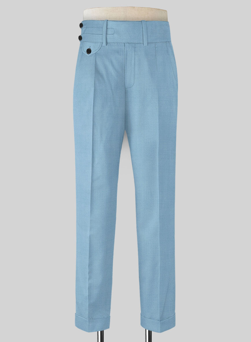 Napolean Taj Blue Double Gurkha Wool Trousers - StudioSuits