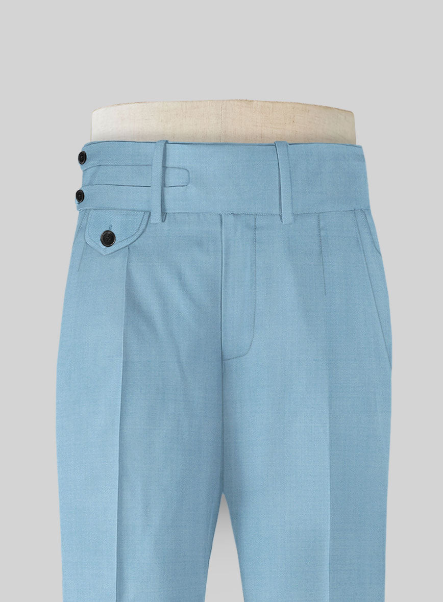 Napolean Taj Blue Double Gurkha Wool Trousers - StudioSuits