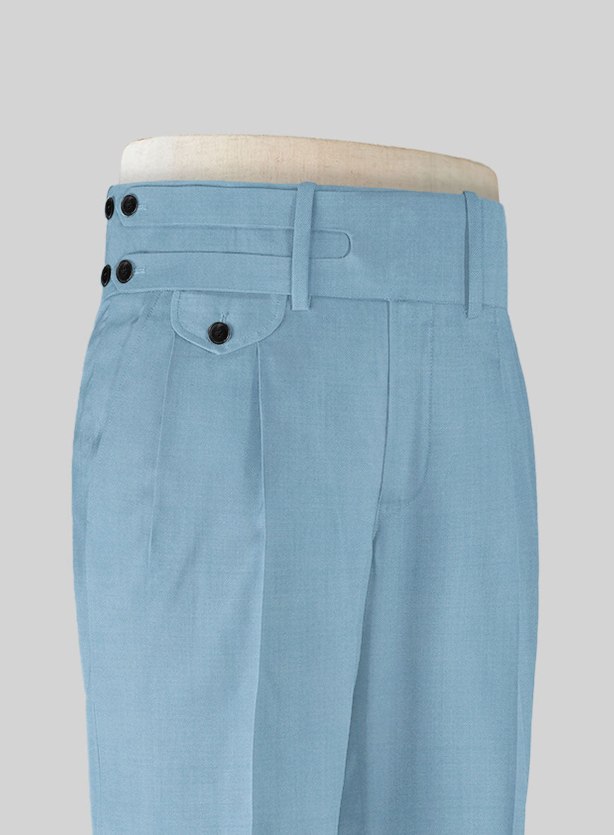 Napolean Taj Blue Double Gurkha Wool Trousers - StudioSuits