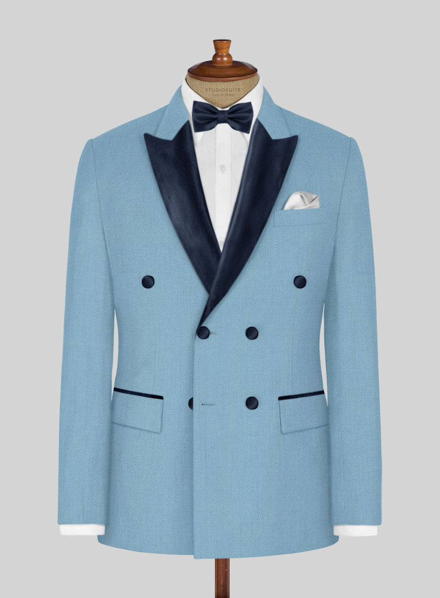 Napolean Taj Blue Wool Tuxedo Jacket - StudioSuits