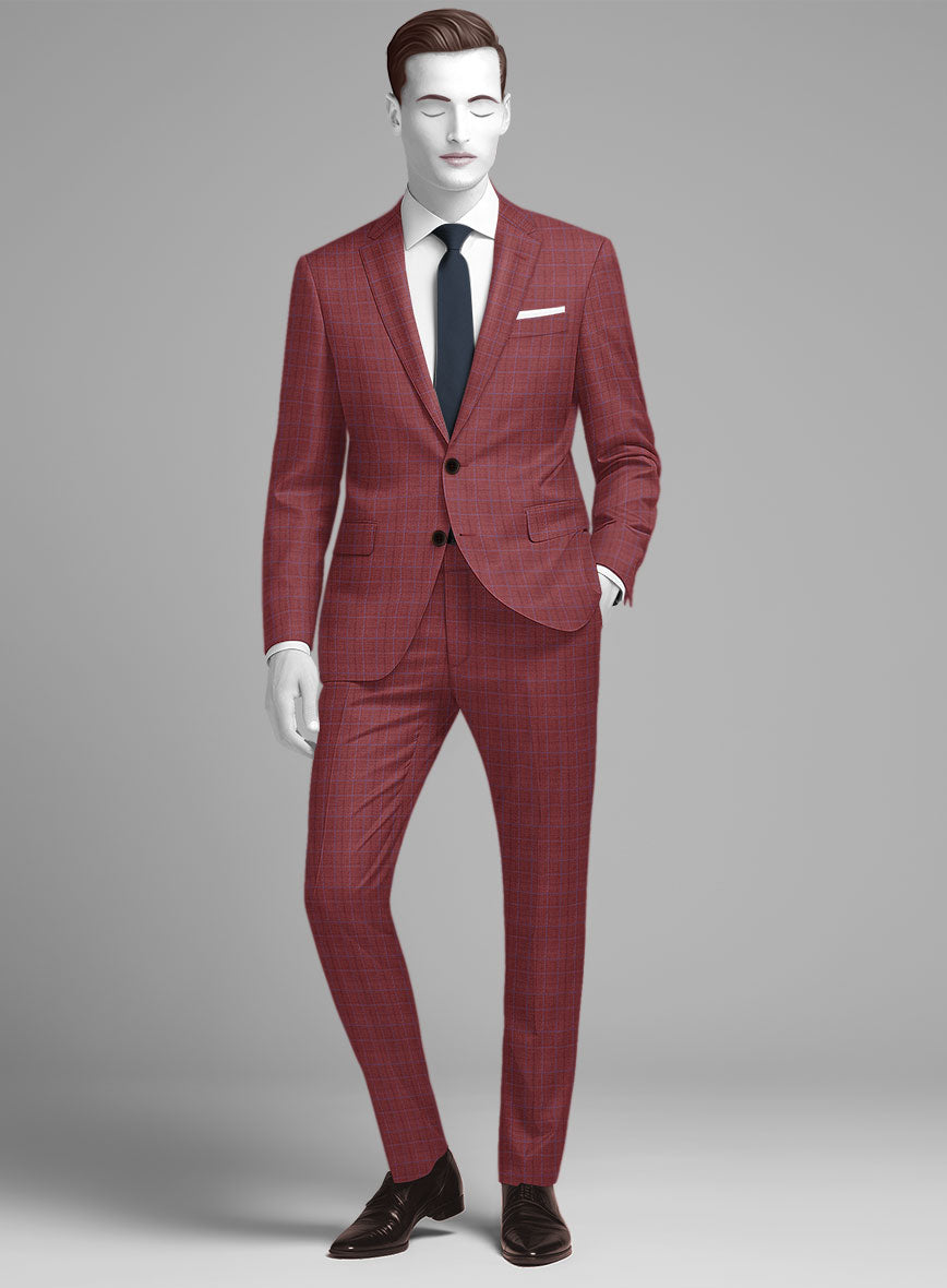 Napolean Tonia Red Wool Suit - StudioSuits