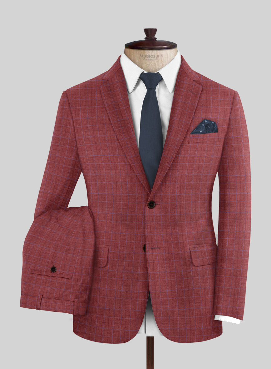 Napolean Tonia Red Wool Suit - StudioSuits