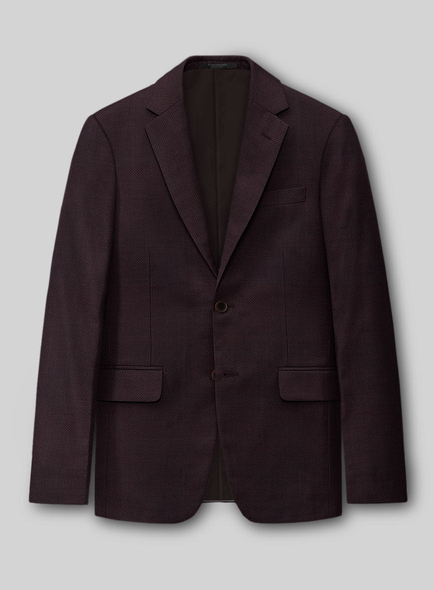 Napolean Wine Birdseye Wool Jacket - StudioSuits