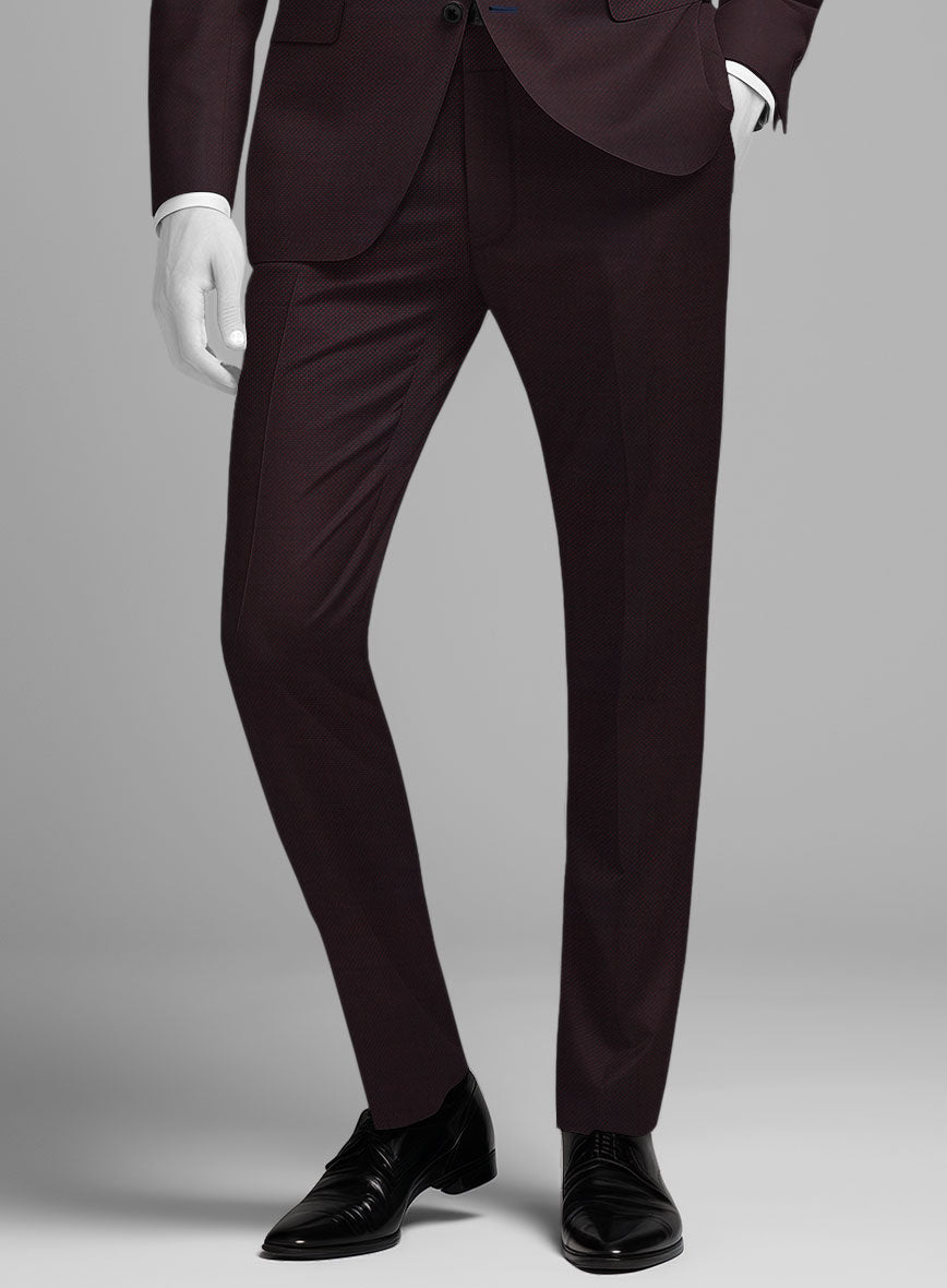 Napolean Wine Birdseye Wool Pants - StudioSuits