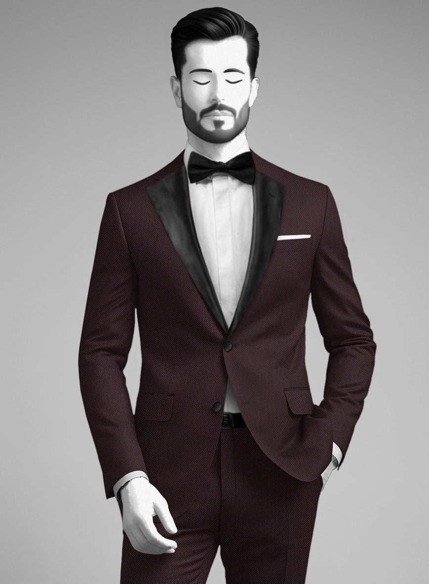 Napolean Wine Birdseye Wool Tuxedo Jacket - StudioSuits