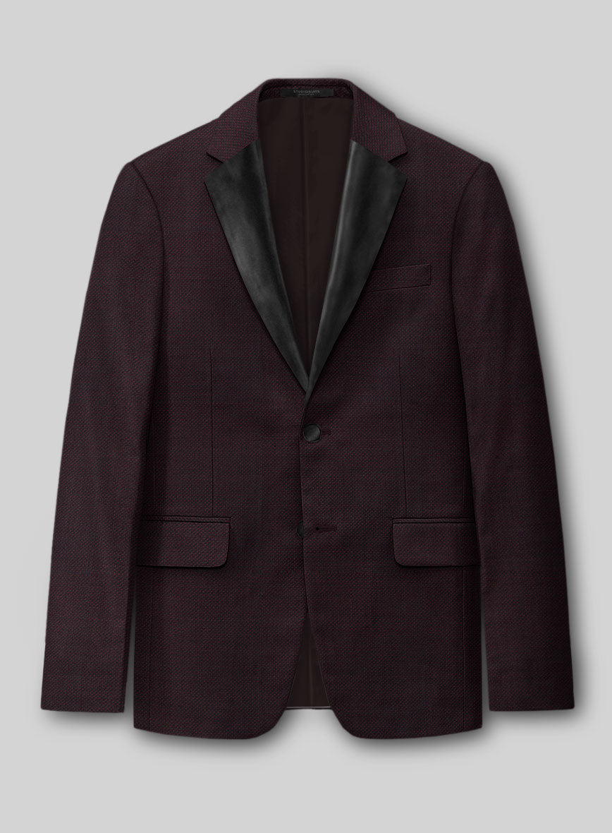 Napolean Wine Birdseye Wool Tuxedo Jacket - StudioSuits