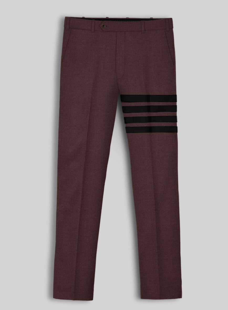 Napolean Wine Wool Black Bar Trouser - StudioSuits