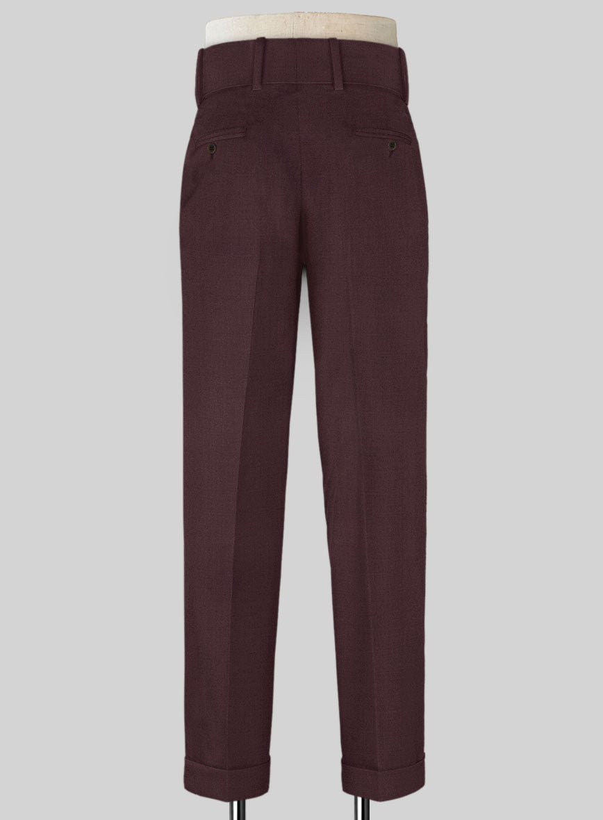 Napolean Wine Double Gurkha Wool Trousers - StudioSuits