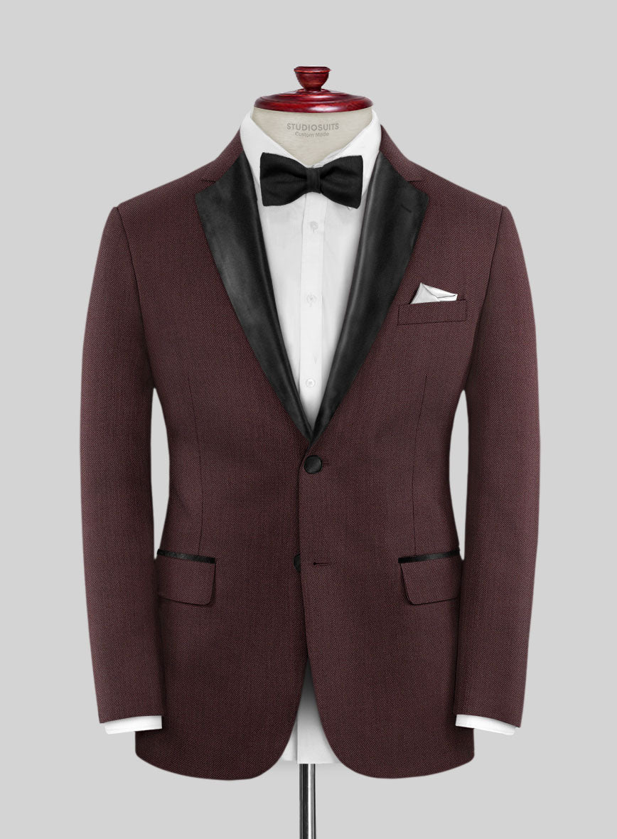 Napolean Wine Wool Tuxedo Jacket - StudioSuits