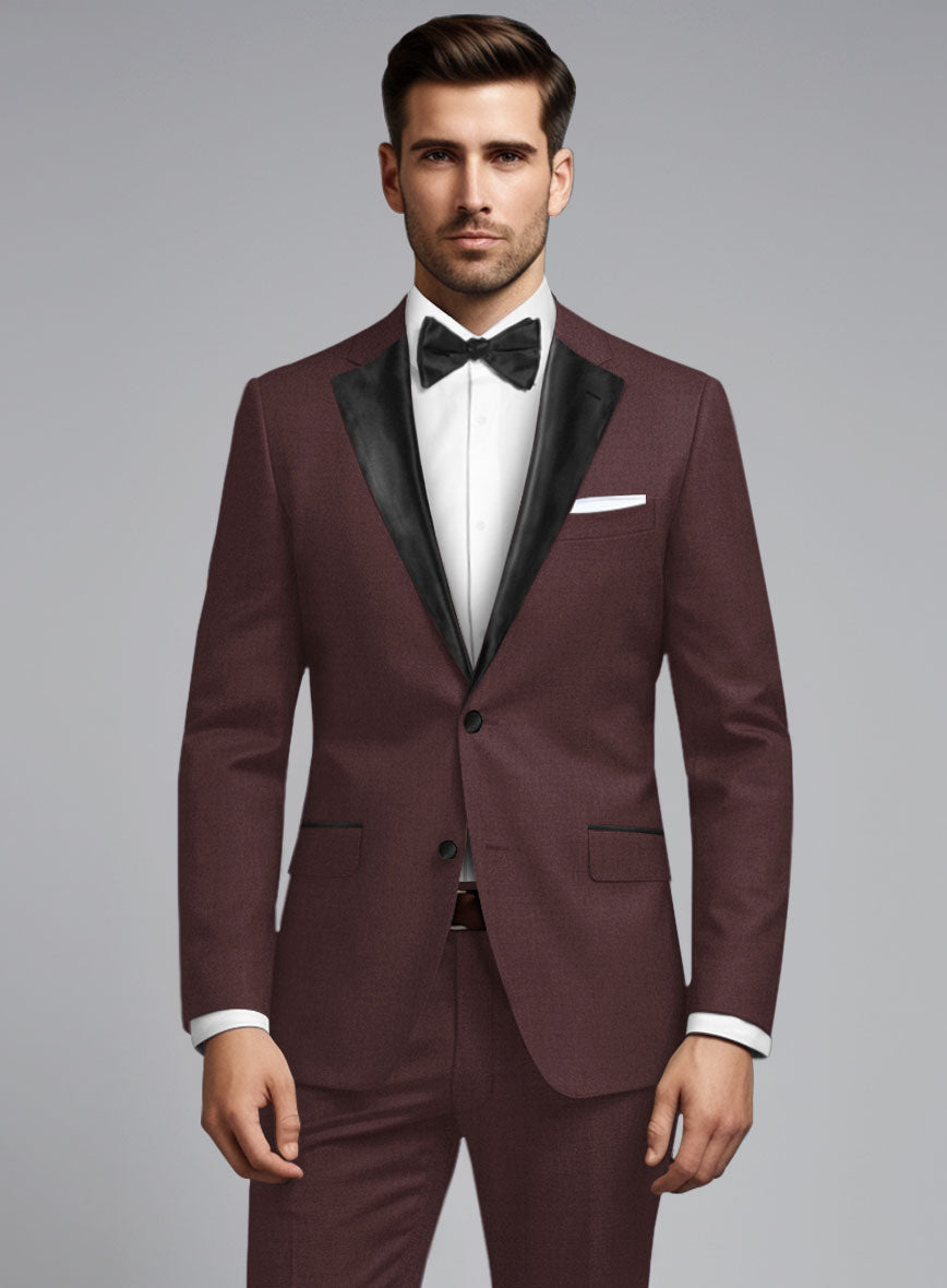 Napolean Wine Wool Tuxedo Jacket - StudioSuits