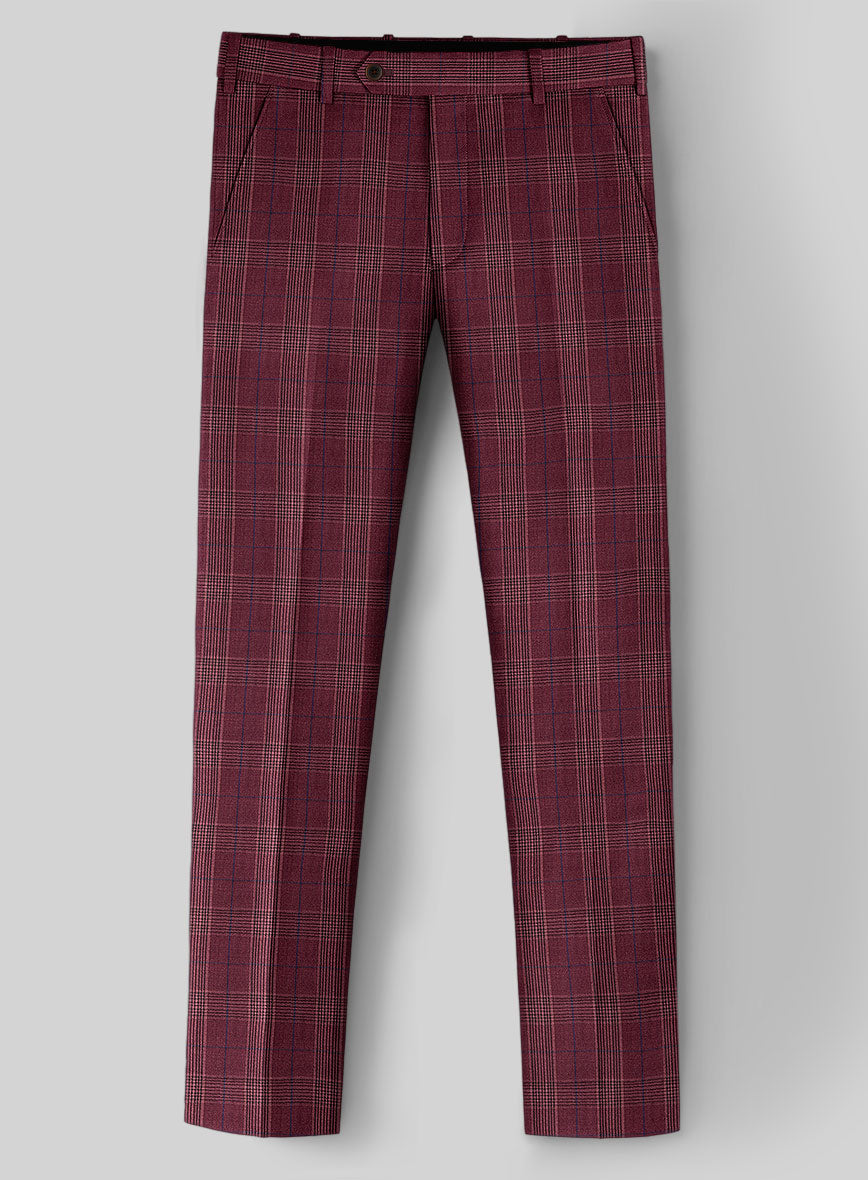 Napolean Xina Tartan Maroon Wool Pants