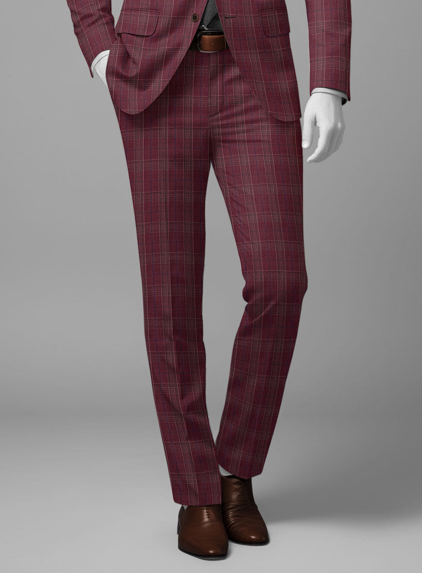 Napolean Xina Tartan Maroon Wool Pants