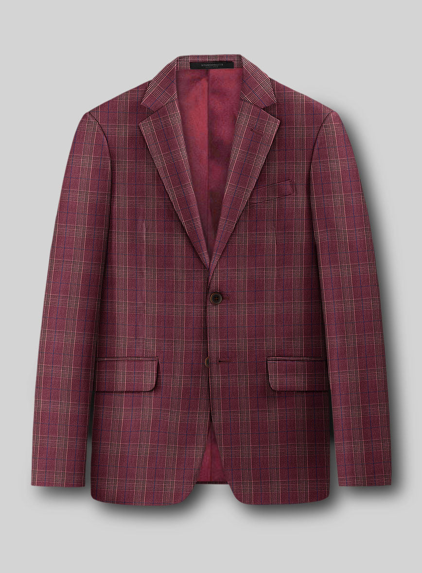 Napolean Xina Tartan Maroon Wool Suit