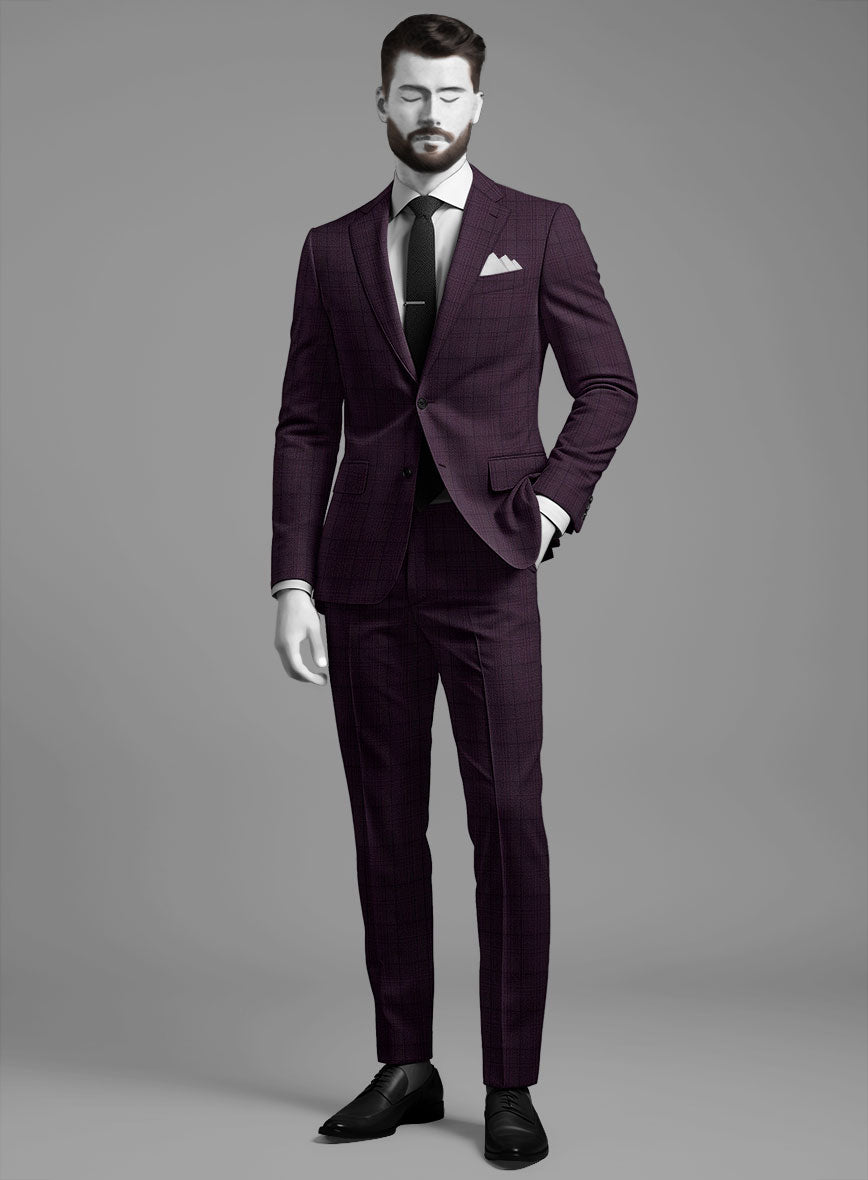 Napolean Xina Tartan Purple Wool Suit - StudioSuits