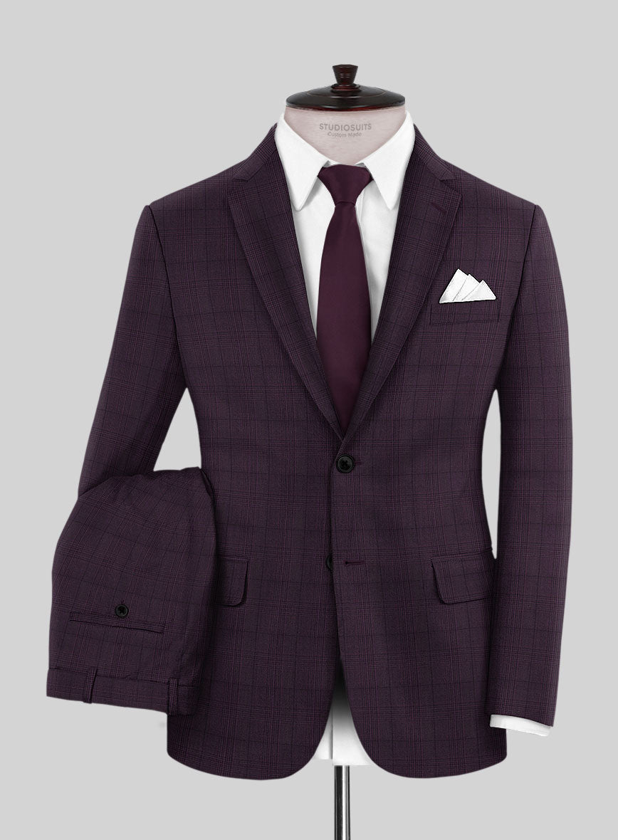 Napolean Xina Tartan Purple Wool Suit - StudioSuits