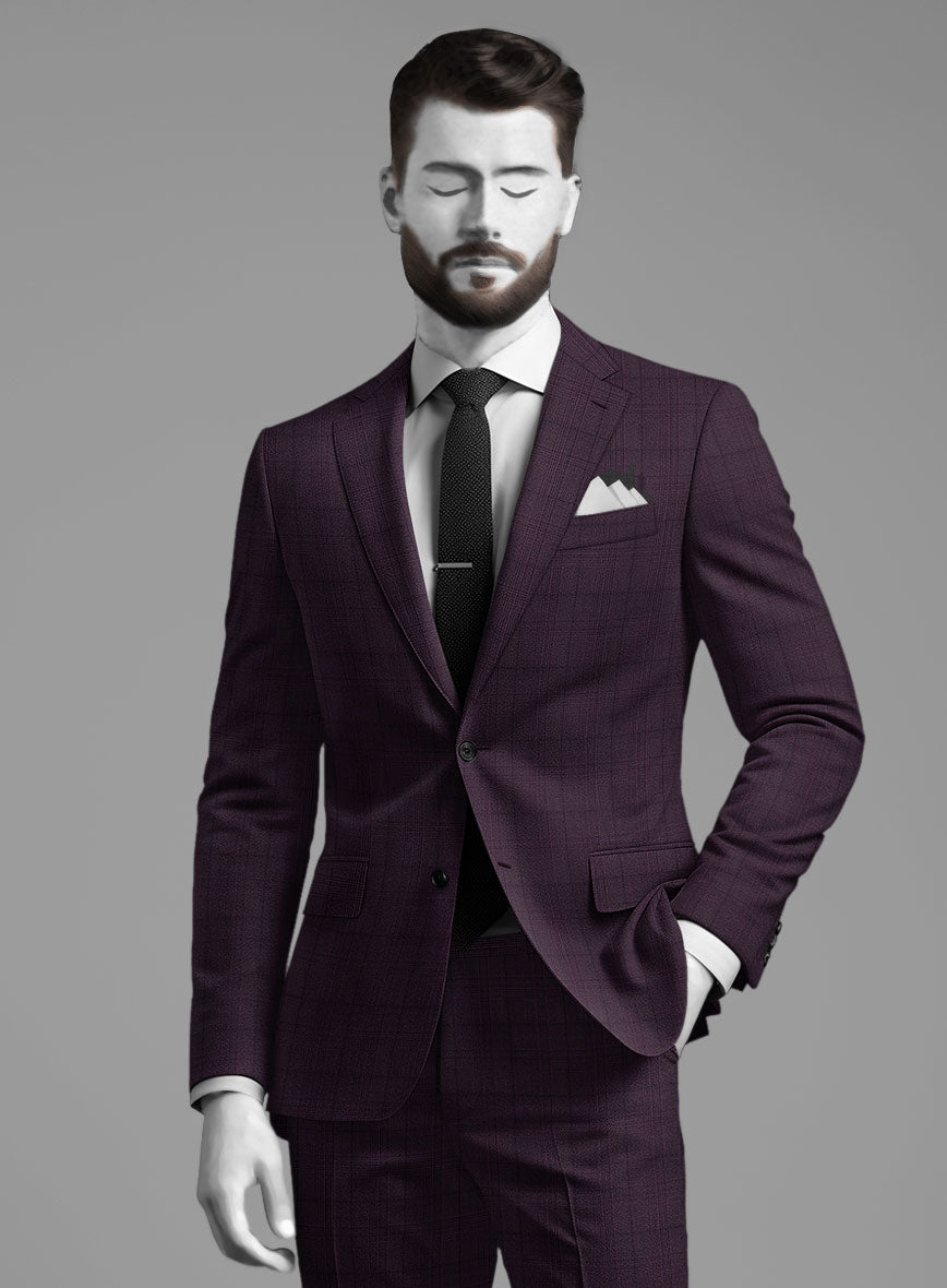 Napolean Xina Tartan Purple Wool Suit - StudioSuits