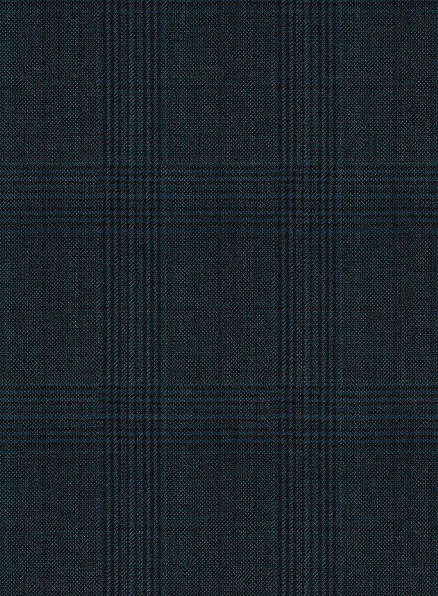 Napolean Xina Tartan Teal Blue Wool Jacket - StudioSuits