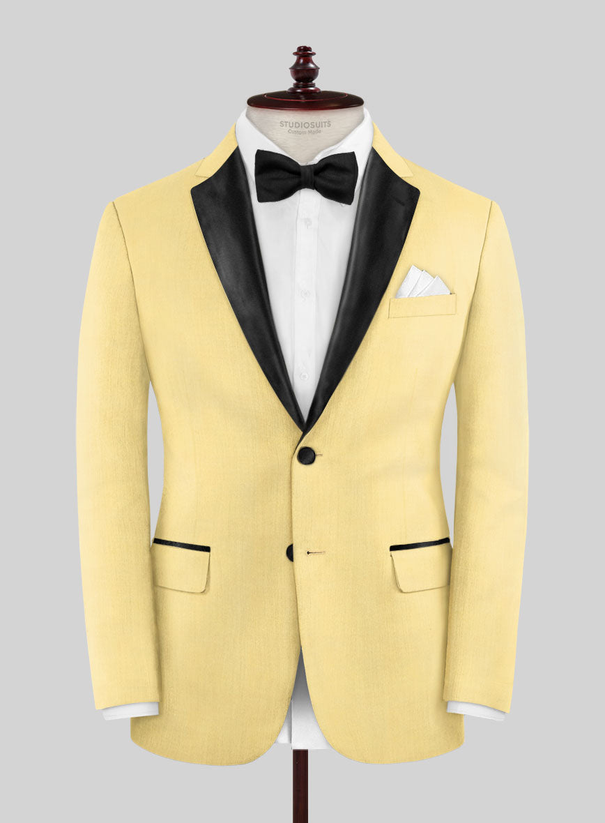 Napolean Yellow Wool Tuxedo Jacket - StudioSuits